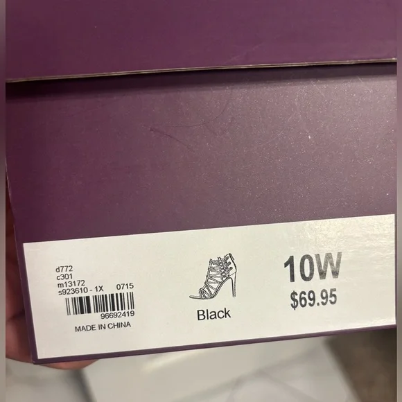 Women’s Lane Bryant Elegant Black Strap Cage Heels, 10 wide - Picture 7 of 7